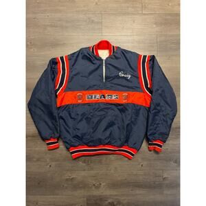 Vintage NFL Chicago Bears DeLong Jacket Men's XL Navy Pullover 1/4 Zip 80s 90s